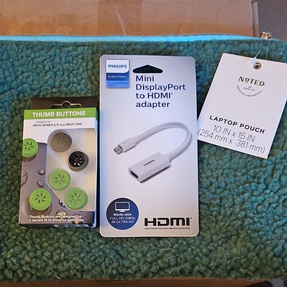 Philips Mini DisplayPort, Xbox Thumb Buttons, Laptop Pouch 10x15 in
